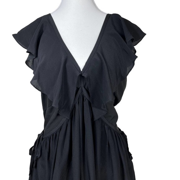 Opening Ceremony Mini Dress 100% Silk Draped Waist Black Ruffle 4 - Picture 5 of 10
